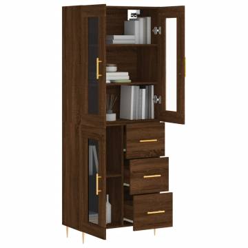 Stylish Highboard Brown Oak - Durable Engineered Wood Storage