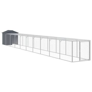 Chicken Cage with Run Anthracite - Galvanised Steel - HipoMarket