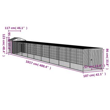 Chicken Cage with Run Anthracite - Galvanised Steel - HipoMarket