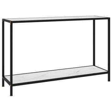 Stylish White Console Table 120x35x75 cm with Glass Top