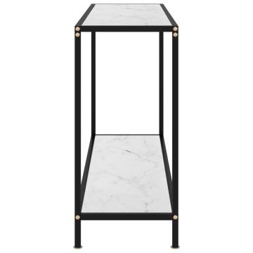 Stylish White Console Table 120x35x75 cm with Glass Top