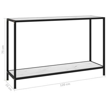 Stylish White Console Table 120x35x75 cm with Glass Top