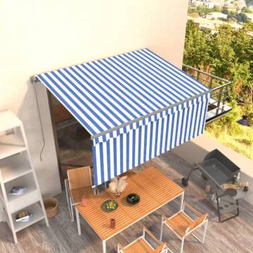 Manual Retractable Awning 3x2.5m Blue & White - Hipomarket