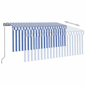 Manual Retractable Awning 3x2.5m Blue & White - Hipomarket