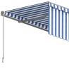 Manual Retractable Awning 3x2.5m Blue & White - Hipomarket