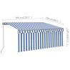 Manual Retractable Awning 3x2.5m Blue & White - Hipomarket