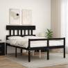 Black Double Bed Frame with Headboard | Solid Pine Wood