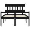 Black Double Bed Frame with Headboard | Solid Pine Wood