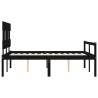 Black Double Bed Frame with Headboard | Solid Pine Wood