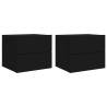 Wall-mounted Bedside Cabinets with LED Lights - Black (2 pcs)