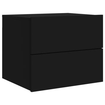 Wall-mounted Bedside Cabinets with LED Lights - Black (2 pcs)