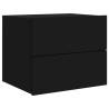 Wall-mounted Bedside Cabinets with LED Lights - Black (2 pcs)