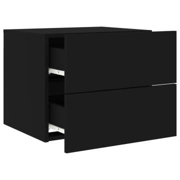 Wall-mounted Bedside Cabinets with LED Lights - Black (2 pcs)