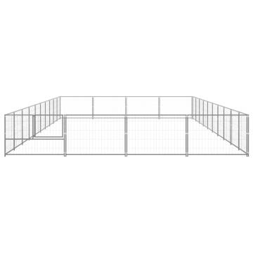 Dog Kennel Silver 40 m² Steel - Durable & Secure Outdoor Play