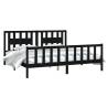 Black Solid Pine Bed Frame with Headboard 200x200 cm