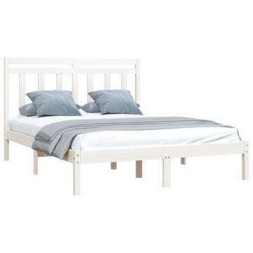 White Solid Wood Bed Frame 160x200 cm - Timeless Design