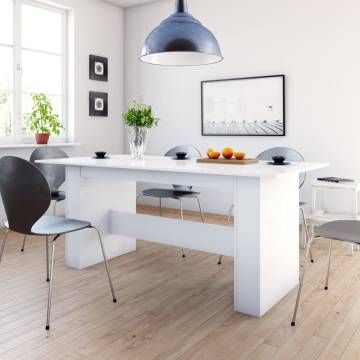 High Gloss White Dining Table 180x90cm - Modern & Elegant