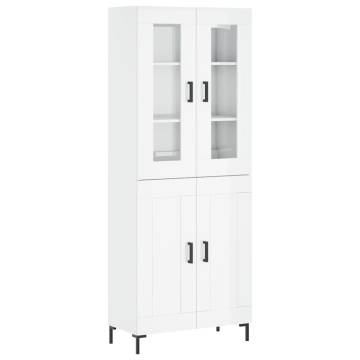 Stylish Highboard High Gloss White - 69.5x34x180 cm