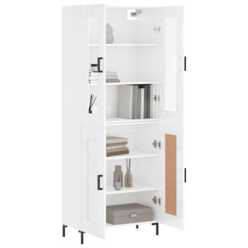 Stylish Highboard High Gloss White - 69.5x34x180 cm