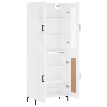 Stylish Highboard High Gloss White - 69.5x34x180 cm