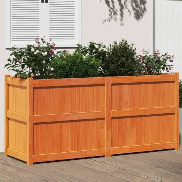 Garden Planter Wax Brown - Solid Pine Wood, 150x50x70 cm