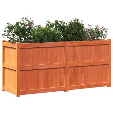 Garden Planter Wax Brown - Solid Pine Wood, 150x50x70 cm