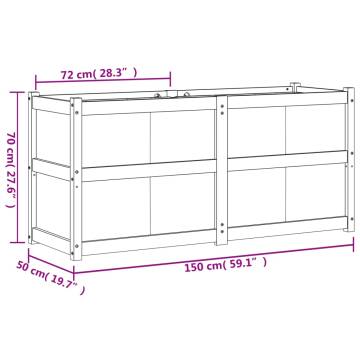 Garden Planter Wax Brown - Solid Pine Wood, 150x50x70 cm