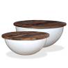 Coffee Table Set 2 Pieces Solid Reclaimed Wood White Bowl Shape Colour white Size 60 x 27 cm Quantity in Package 2 