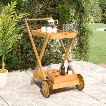 Stylish Tea Trolley 54x87x90 cm in Solid Acacia Wood