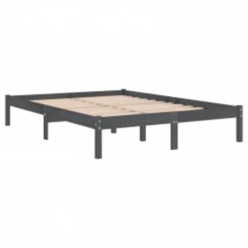 Grey Solid Wood Bed Frame 180x200 cm - Super King Size