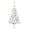 Artificial Pre-lit Christmas Tree with Ball Set White 120 cm PVC Colour white and gold Size 120 x 60 cm Quantity in Package 1 Number of Branch Tips 