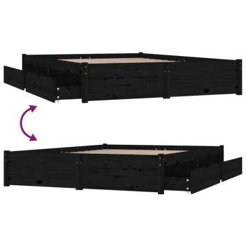 Bed Frame with Drawers Black 120x190 cm - Small Double