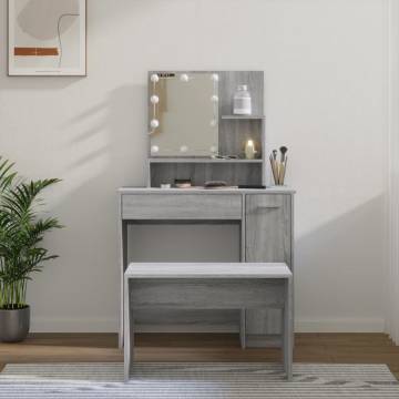 Stylish LED Dressing Table Set - Grey Sonoma Wood