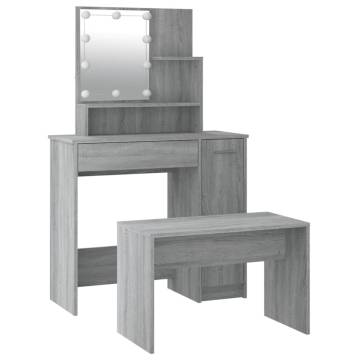 Stylish LED Dressing Table Set - Grey Sonoma Wood