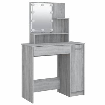 Stylish LED Dressing Table Set - Grey Sonoma Wood