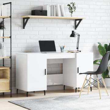 High Gloss White Desk 140x50x75 cm - Elegant & Practical