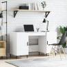 Desk High Gloss White 140x50x75 cm Engineered Wood Colour high gloss white 