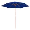 Blue Outdoor Parasol with Wooden Pole - 270 cm