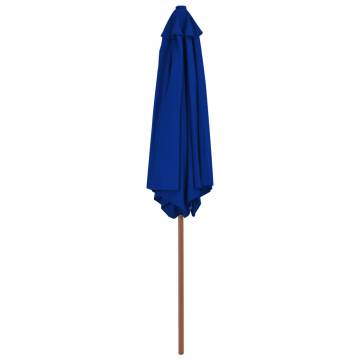 Blue Outdoor Parasol with Wooden Pole - 270 cm