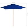 Blue Outdoor Parasol with Wooden Pole - 270 cm