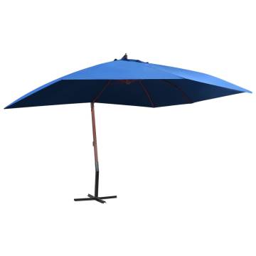 Hanging Parasol with Wooden Pole 400x300 cm - Blue Shade