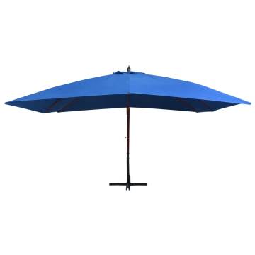 Hanging Parasol with Wooden Pole 400x300 cm - Blue Shade