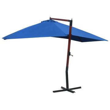 Hanging Parasol with Wooden Pole 400x300 cm - Blue Shade