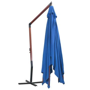 Hanging Parasol with Wooden Pole 400x300 cm - Blue Shade