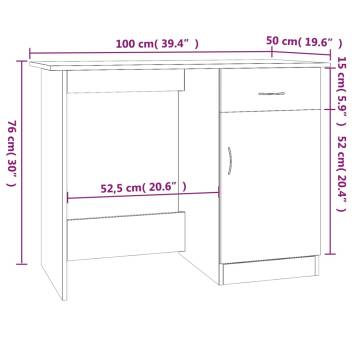 Modern Grey Sonoma Desk - 100x50x76 cm Engineered Wood