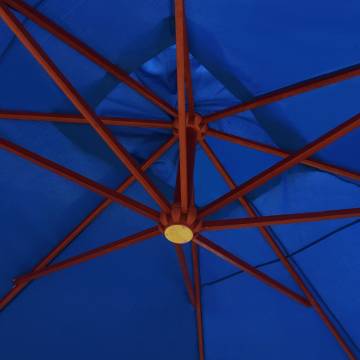 Hanging Parasol with Wooden Pole 400x300 cm - Blue Shade