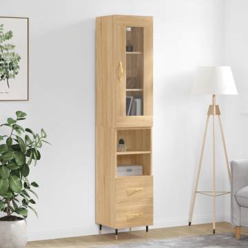 Stylish Highboard Sonoma Oak - 34.5x34x180 cm