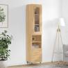 Highboard Sonoma Oak 34.5x34x180 cm Engineered Wood Colour sonoma oak Quantity in Package 1 Model 2 drawers 2 shelves 