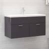 Sink Cabinet with Built-in Basin High Gloss Grey Engineered Wood Colour high gloss grey Size 90 x 38.5 x 46 cm Quantity in Package 1 Model without faucet 