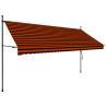 Manual Retractable Awning with LED - Orange & Brown 350cm